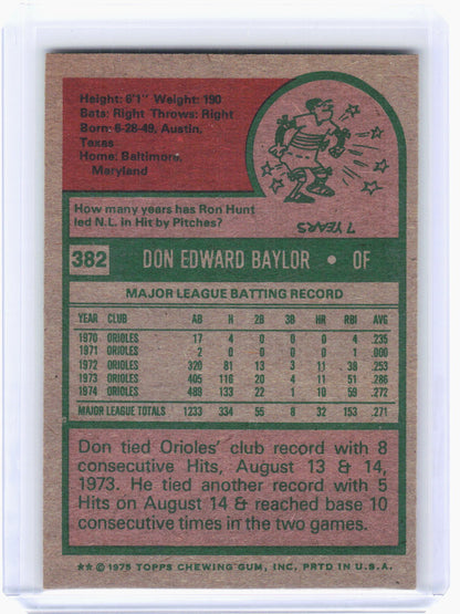 Topps 1975 Topps Baseball—Don Baylor #382 —Very Good