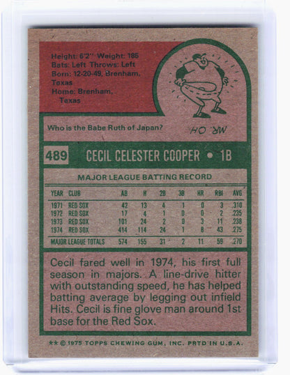 Topps 1975 Topps Baseball—Cecil Cooper #489 —Very Good