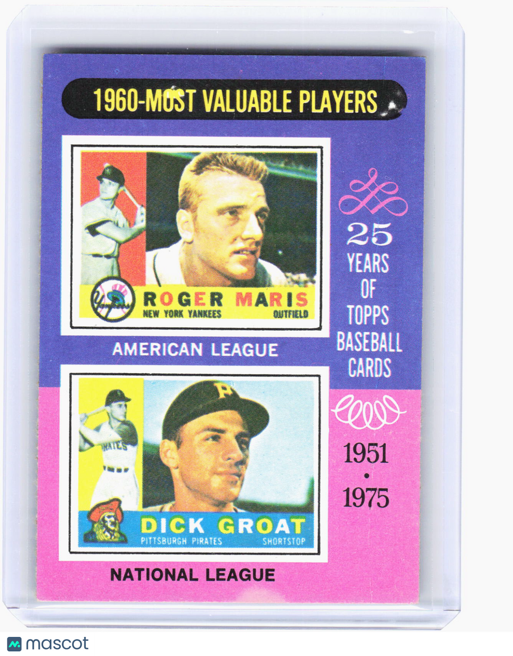 Topps 1975 Topps Baseball—Roger Maris Dick Groat #198 —Very Good