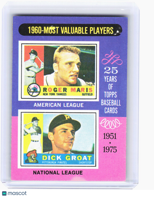 Topps 1975 Topps Baseball—Roger Maris Dick Groat #198 —Very Good