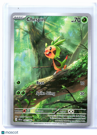 2026 Pokemon—Chespin #087/086 Chaos Rising—Illustration Rare Holo