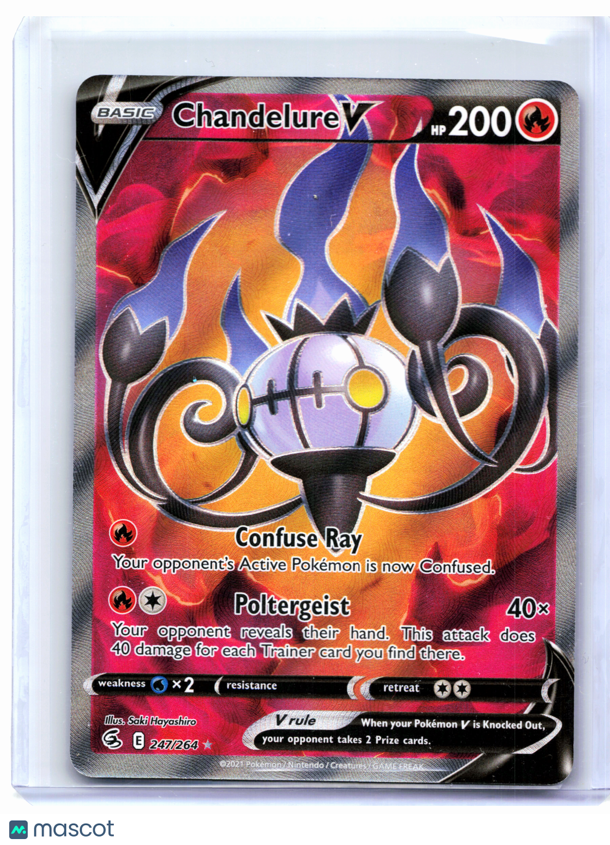 2022 Pokemon—Chandelure V #247/264 Fusion Strike—Ultra Rare Holo