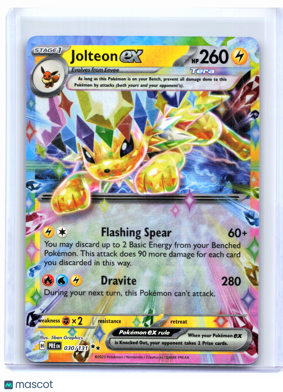 2025 Pokemon—Jolteon ex #030/131 Prismatic Evolutions—Double Rare Holo
