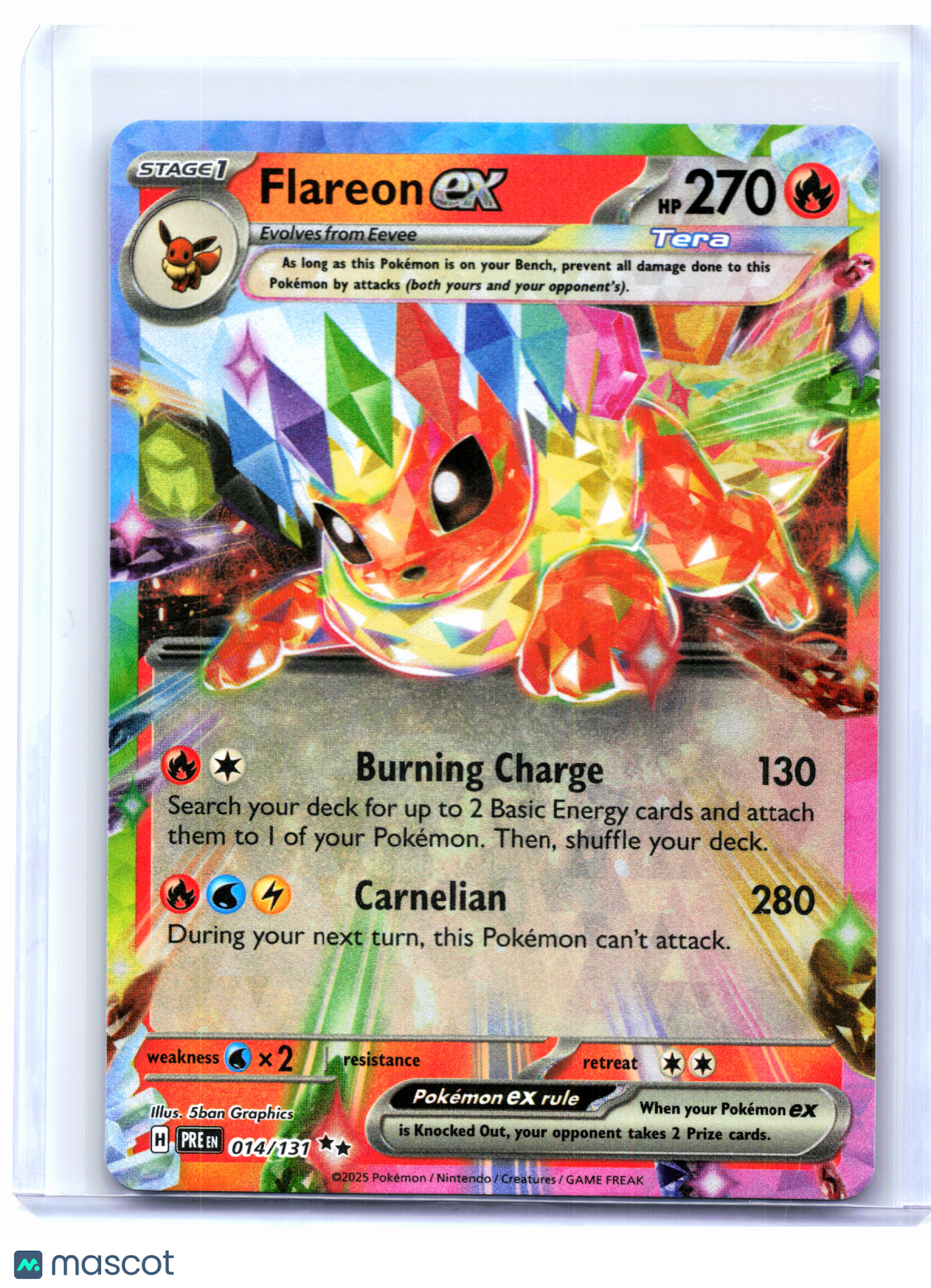 2025 Pokemon—Flareon ex #014/131 Prismatic Evolutions—Double Rare Holo