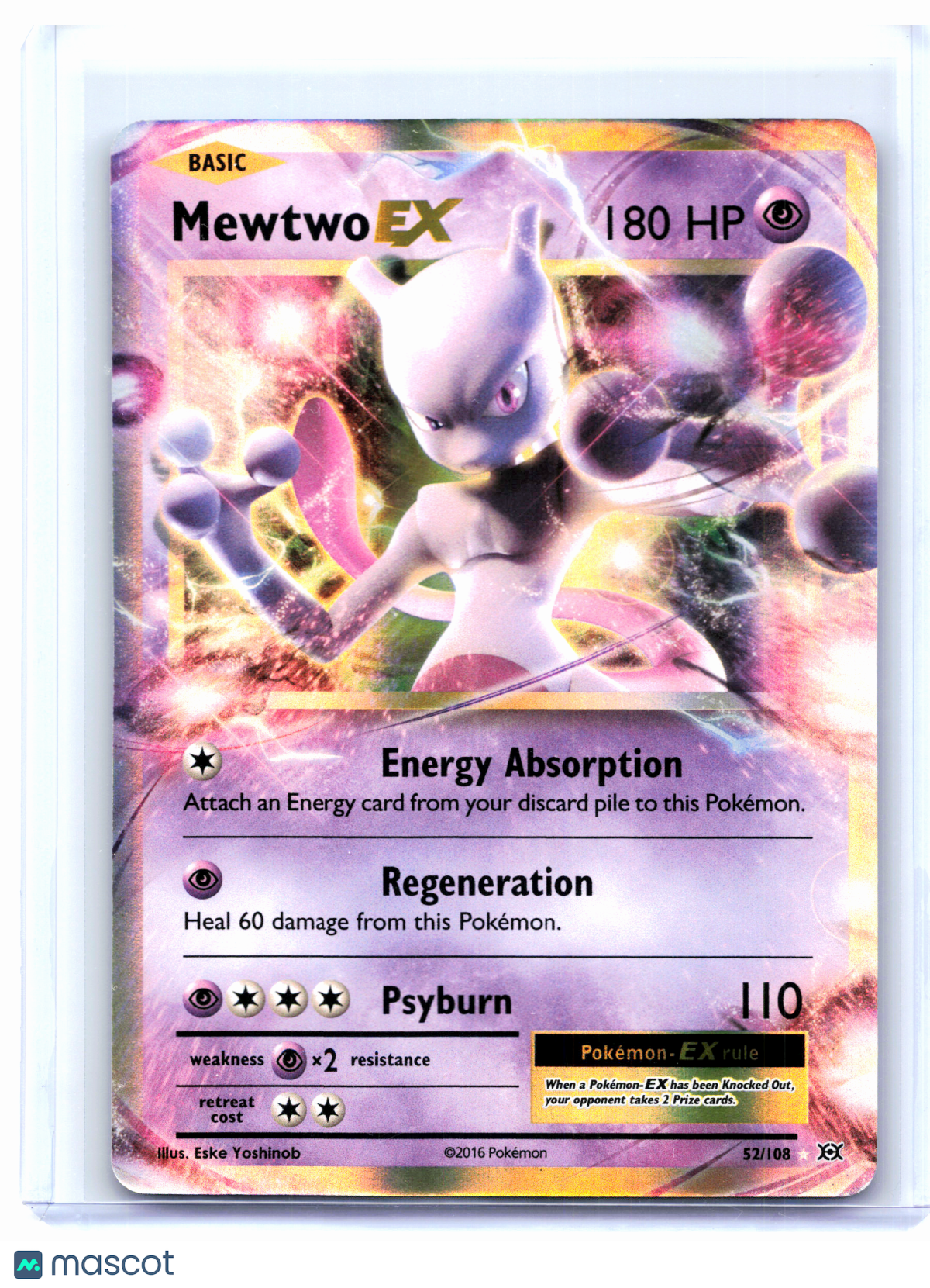2016 Pokemon—Mewtwo EX #52/108 Evolutions—Ultra Rare Holo