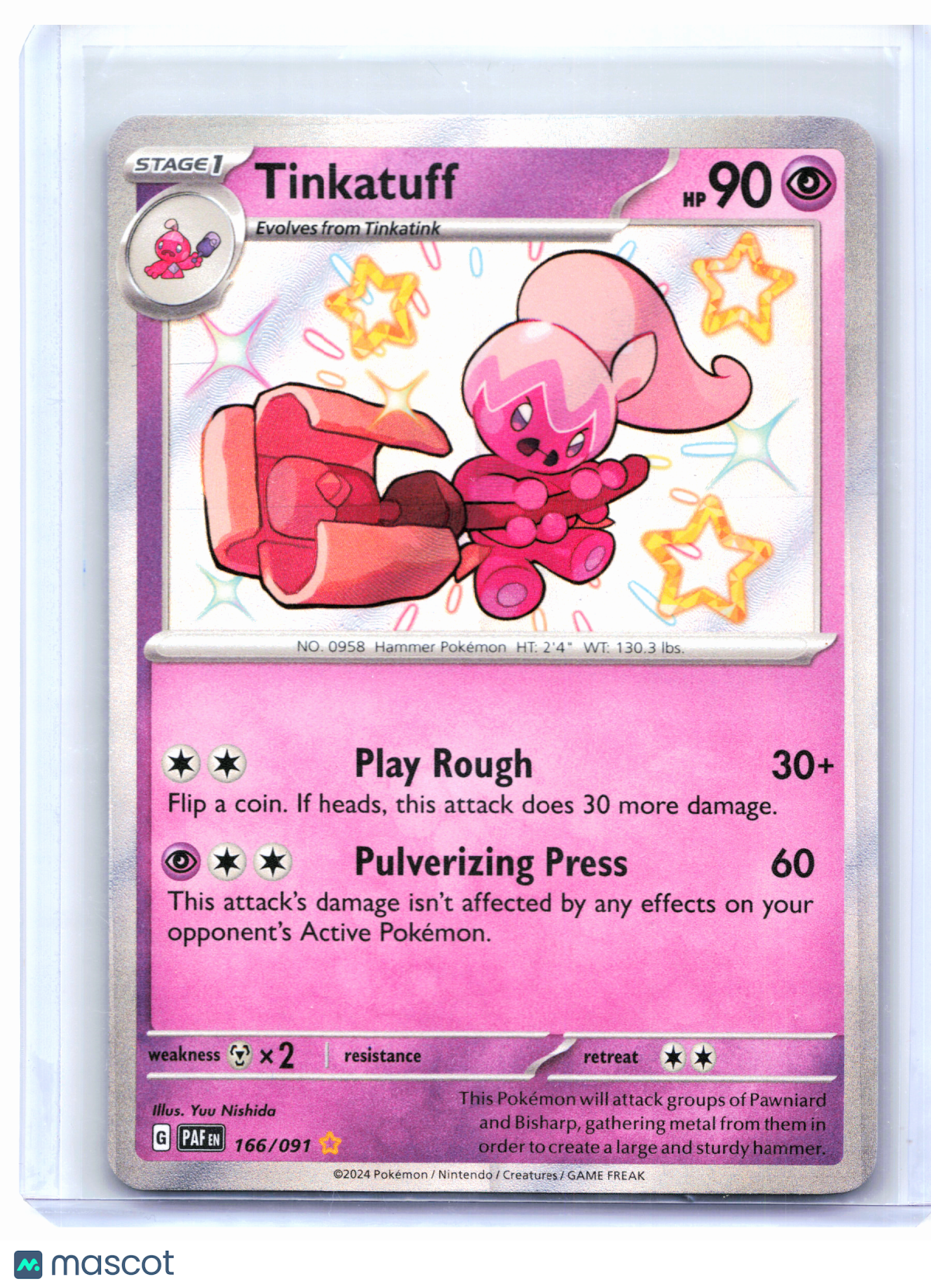 2024 Pokemon—Tinkatuff #166/091 Paldean Fates—Shiny Rare Holo