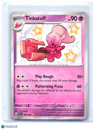 2024 Pokemon—Tinkatuff #166/091 Paldean Fates—Shiny Rare Holo