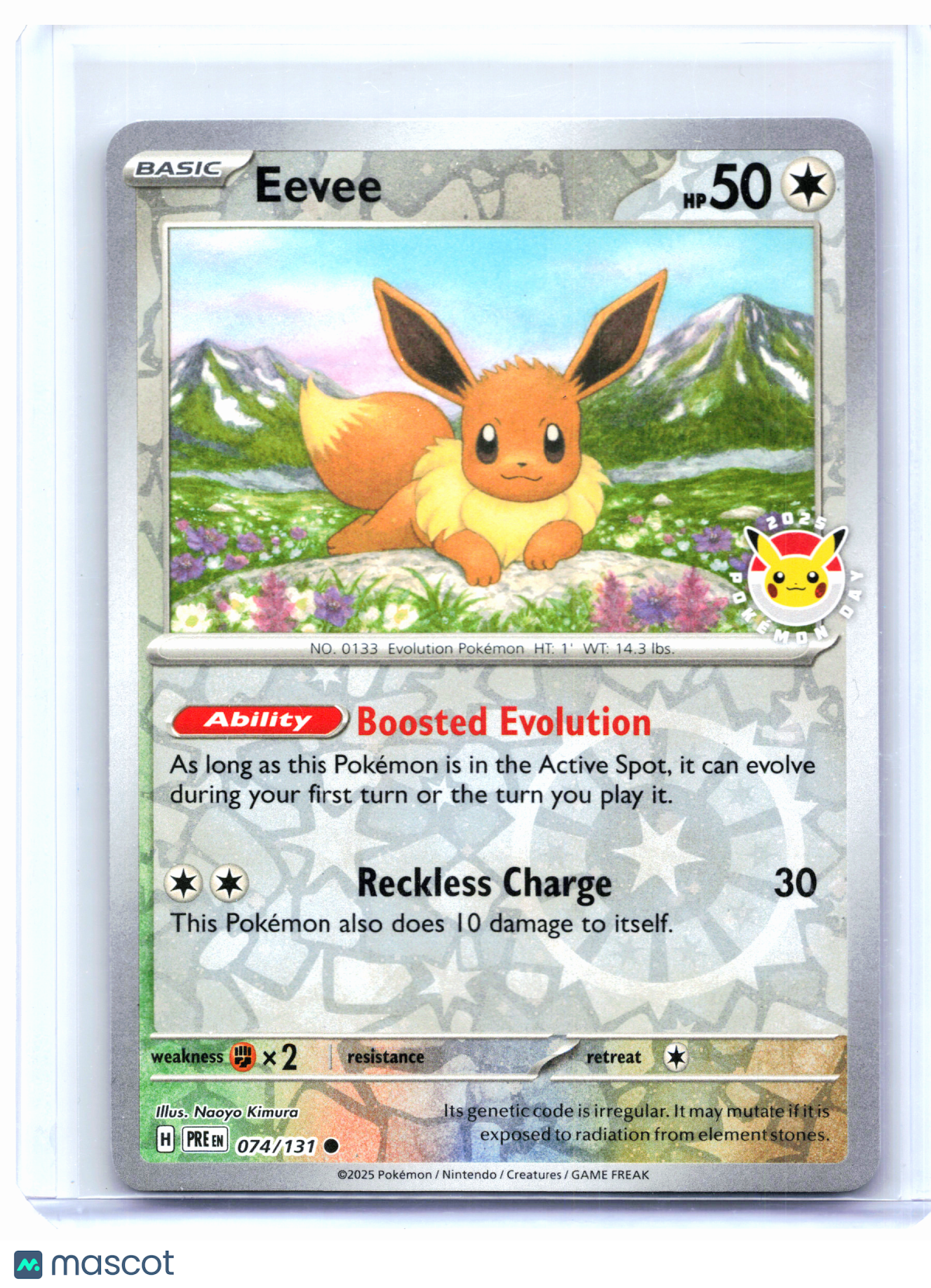 2025 Pokemon—Eevee (Pokemon Day 2025) #074/131 MCAP—Promo Reverse Cosmos Holo