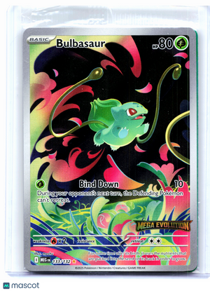 2025 Pokemon—Bulbasaur (Mega Evolution Stamped) #133/132 MCAP—IR Holo [Sealed]