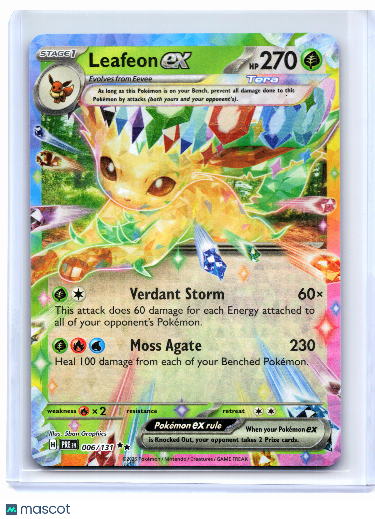 2025 Pokemon—Leafeon ex #006/131 Prismatic Evolutions—Double Rare Holo