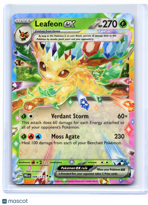2025 Pokemon—Leafeon ex #006/131 Prismatic Evolutions—Double Rare Holo