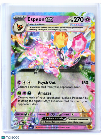 2025 Pokemon—Espeon ex #034/131 Prismatic Evolutions—Double Rare Holo