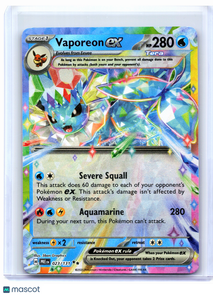 2025 Pokemon—Vaporeon ex #023/131 Prismatic Evolutions—Double Rare Holo