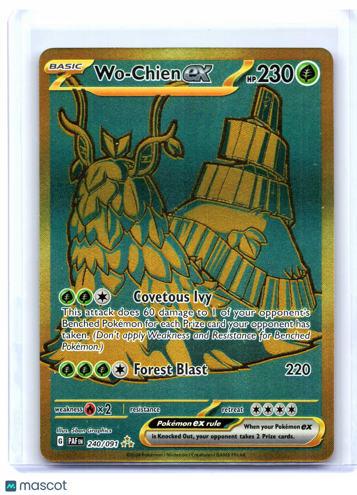 2024 Pokemon—Wo-Chien ex #240/091 Paldean Fates—Hyper Rare Holo