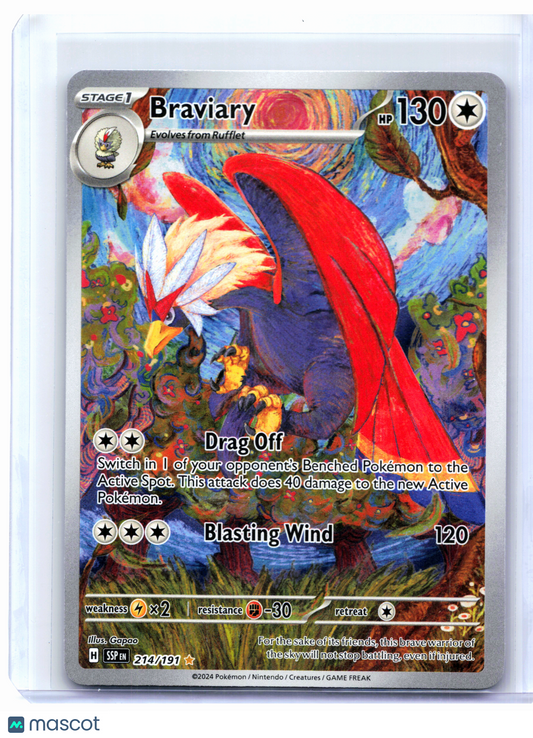2024 Pokemon—Braviary #214/191 Surging Sparks—Illustration Rare Holo