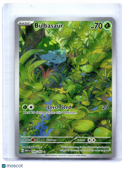 2023 Pokemon—Bulbasaur #166/165 Scarlet & Violet 151—Illustration Rare Holo