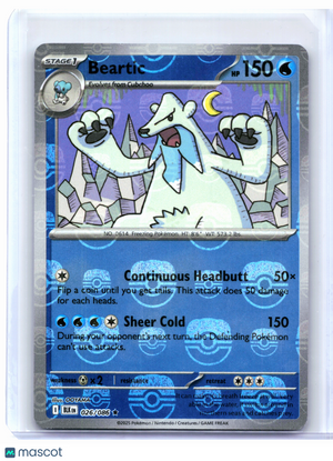 2025 Pokemon—Beartic (Master Ball Pattern) #026/086 Black Bolt—Rare Reverse Holo