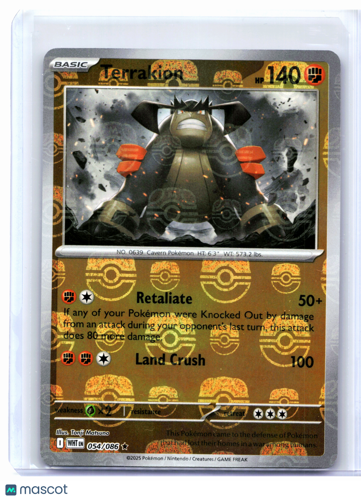 2025 Pokemon—Terrakion (Master Ball Pattern) #054/086 White Flare—Reverse Holo