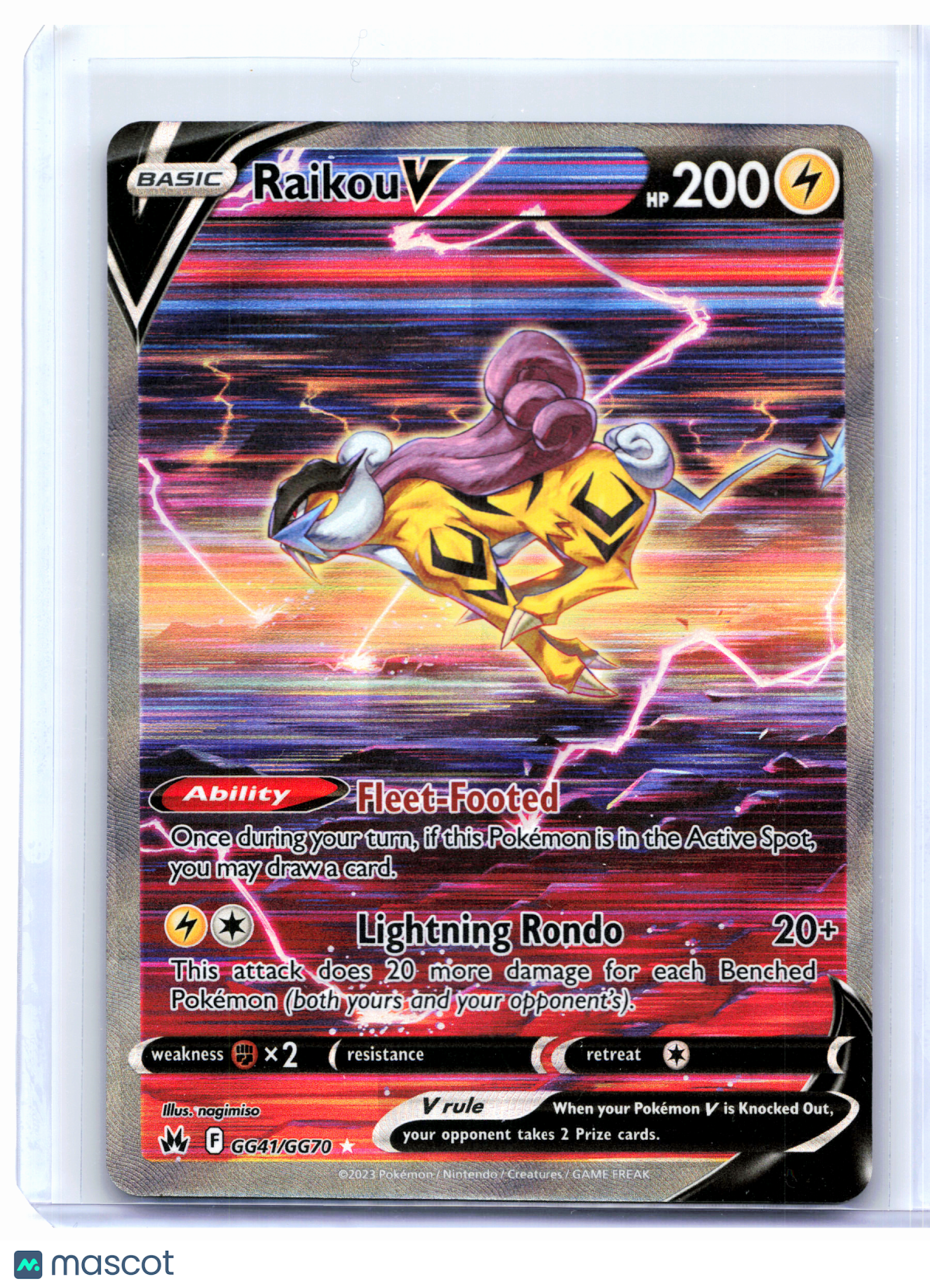 2023 Pokemon—Raikou V #GG41/GG70 Crown Zenith: Galarian Gallery—Ultra Rare Holo