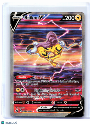 2023 Pokemon—Raikou V #GG41/GG70 Crown Zenith: Galarian Gallery—Ultra Rare Holo