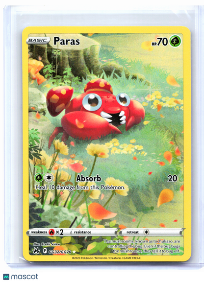 2023 Pokemon—Paras #GG32/GG70 Crown Zenith: Galarian Gallery—Ultra Rare Holo
