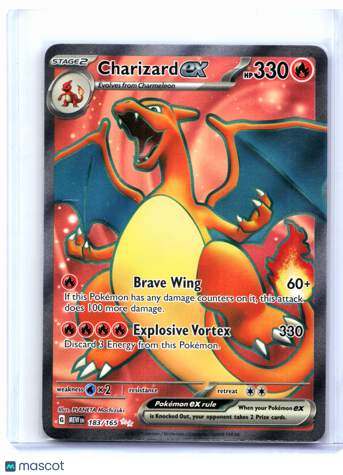 2023 Pokemon—Charizard ex #183/165 Scarlet & Violet 151—Ultra Rare Holo