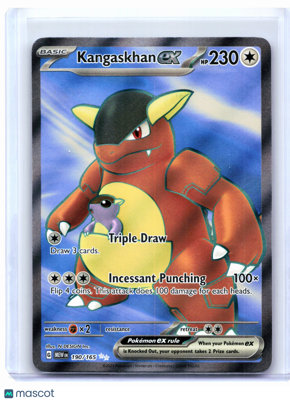 2023 Pokemon—Kangaskhan ex #190/165 Scarlet & Violet 151—Ultra Rare Holo [LP]
