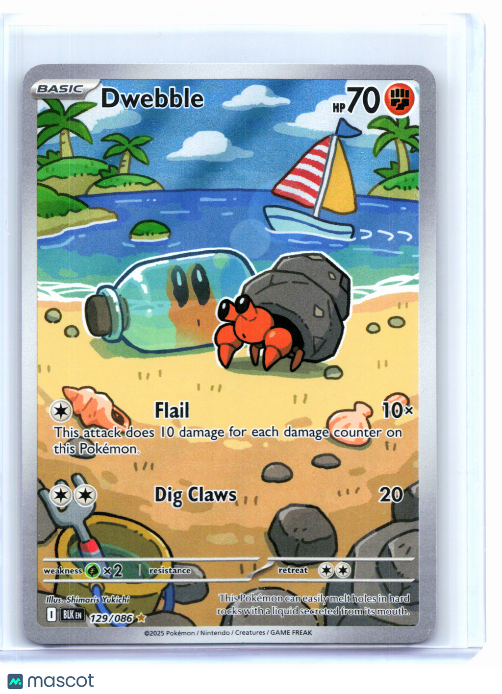 2025 Pokemon—Dwebble #129/086 Black Bolt—Illustration Rare Holo [Lightly Played]
