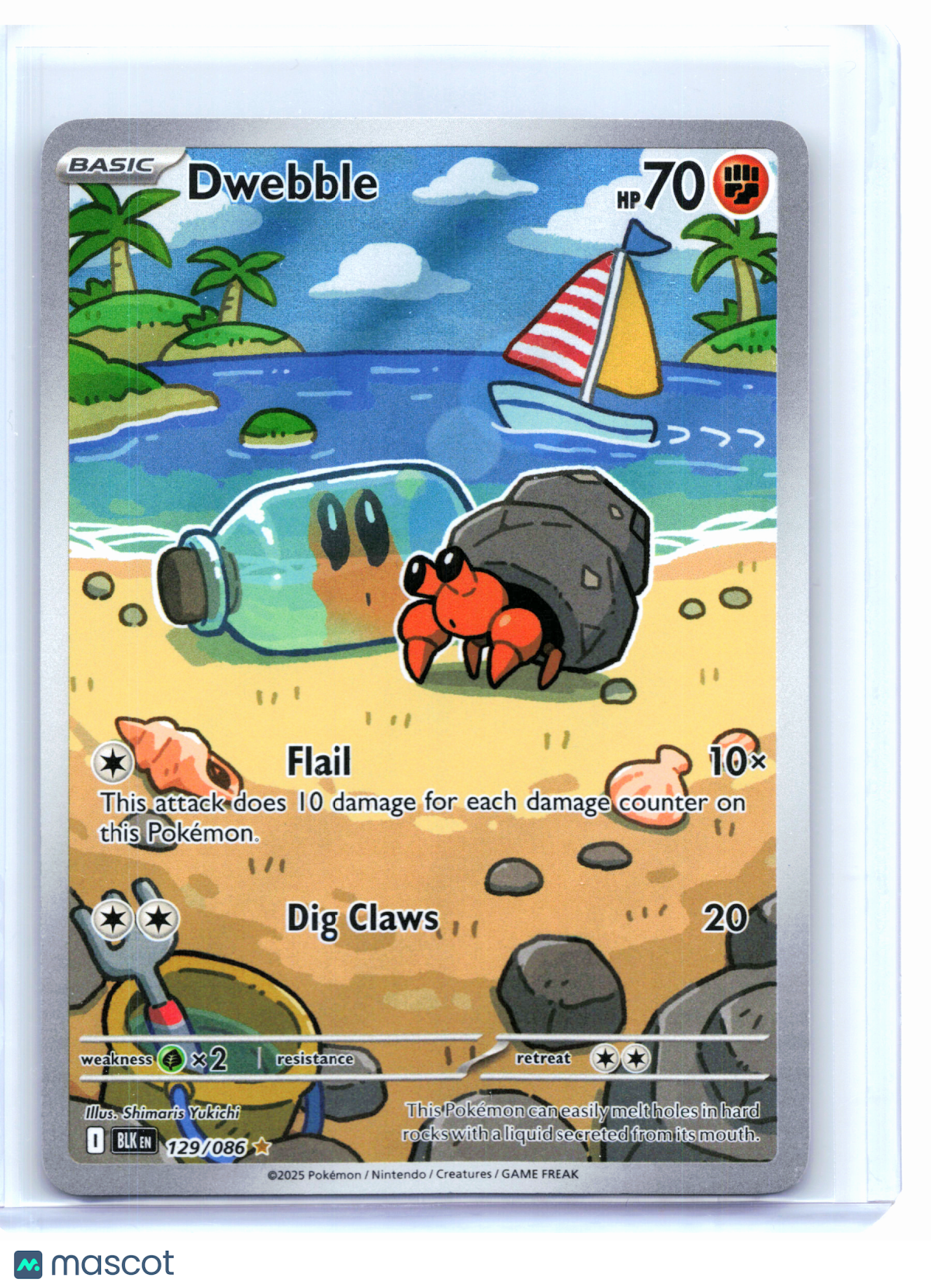 2025 Pokemon—Dwebble #129/086 Black Bolt—Illustration Rare Holo [Lightly Played]