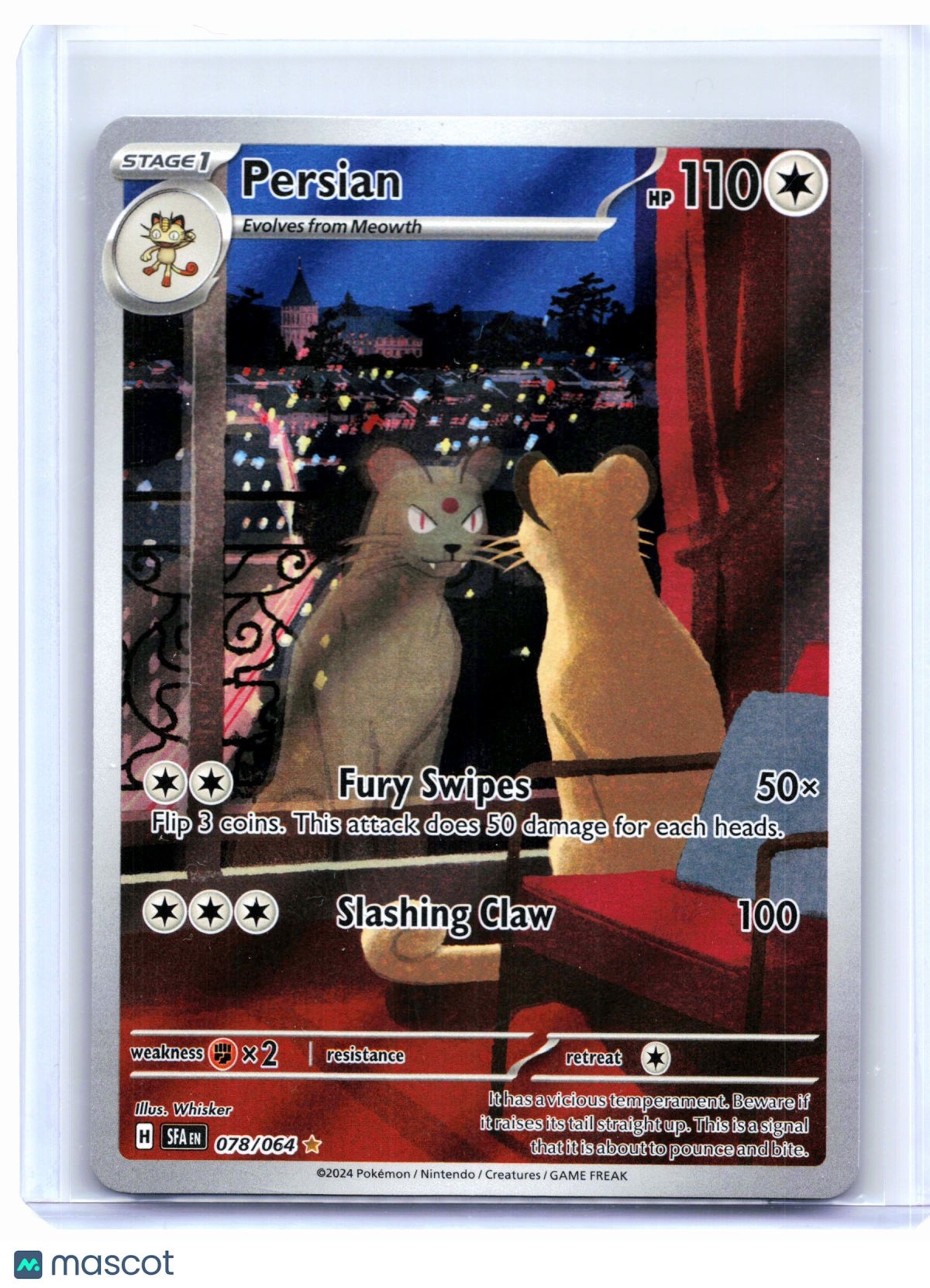 2024 Pokemon—Persian #078/064 Shrouded Fable—Illustration Rare Holo [LP]