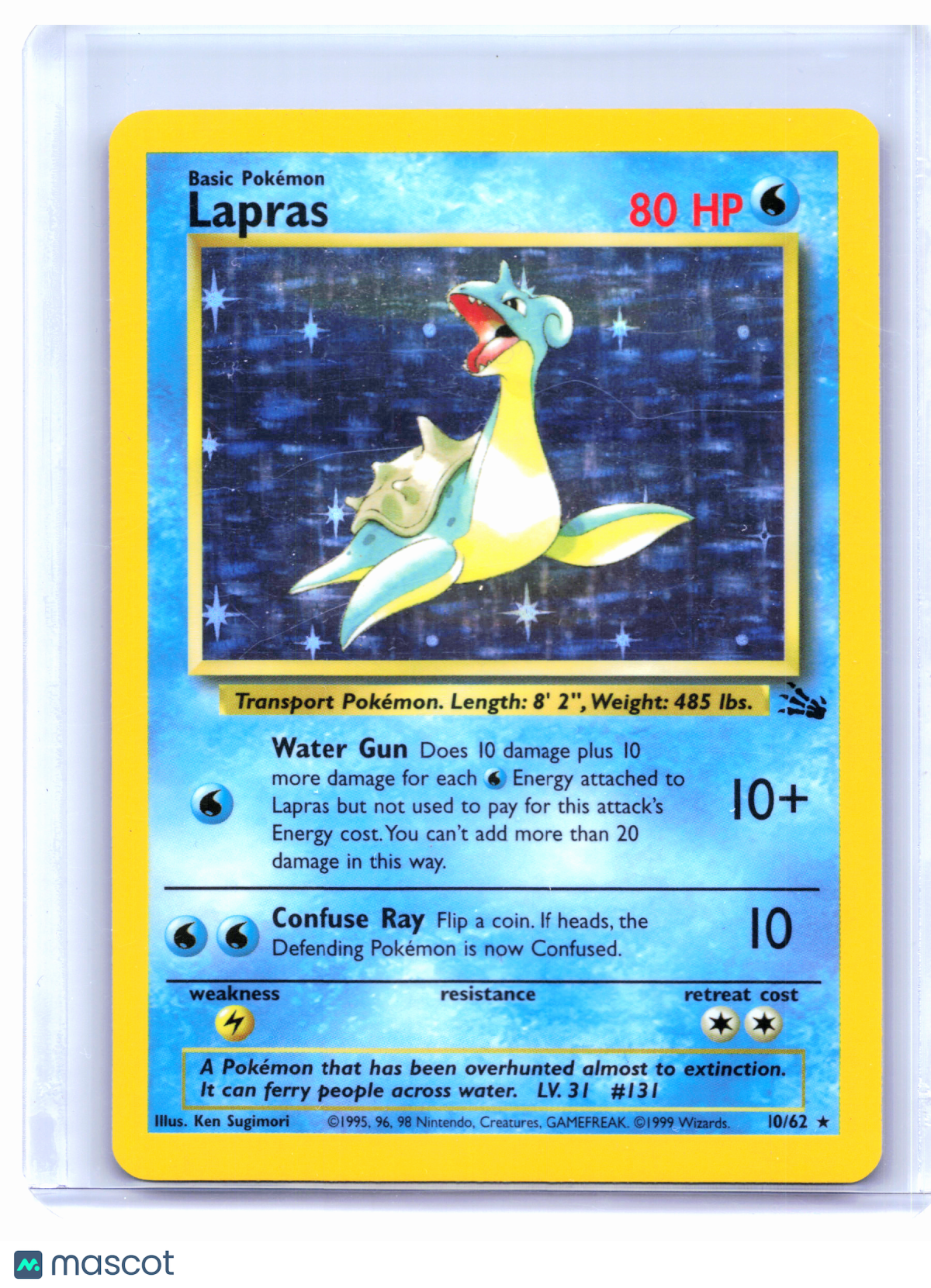 1999 Pokemon—Lapras #10/62 Fossil—Holo Rare [Lightly Played]