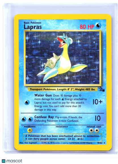 1999 Pokemon—Lapras #10/62 Fossil—Holo Rare [Lightly Played]