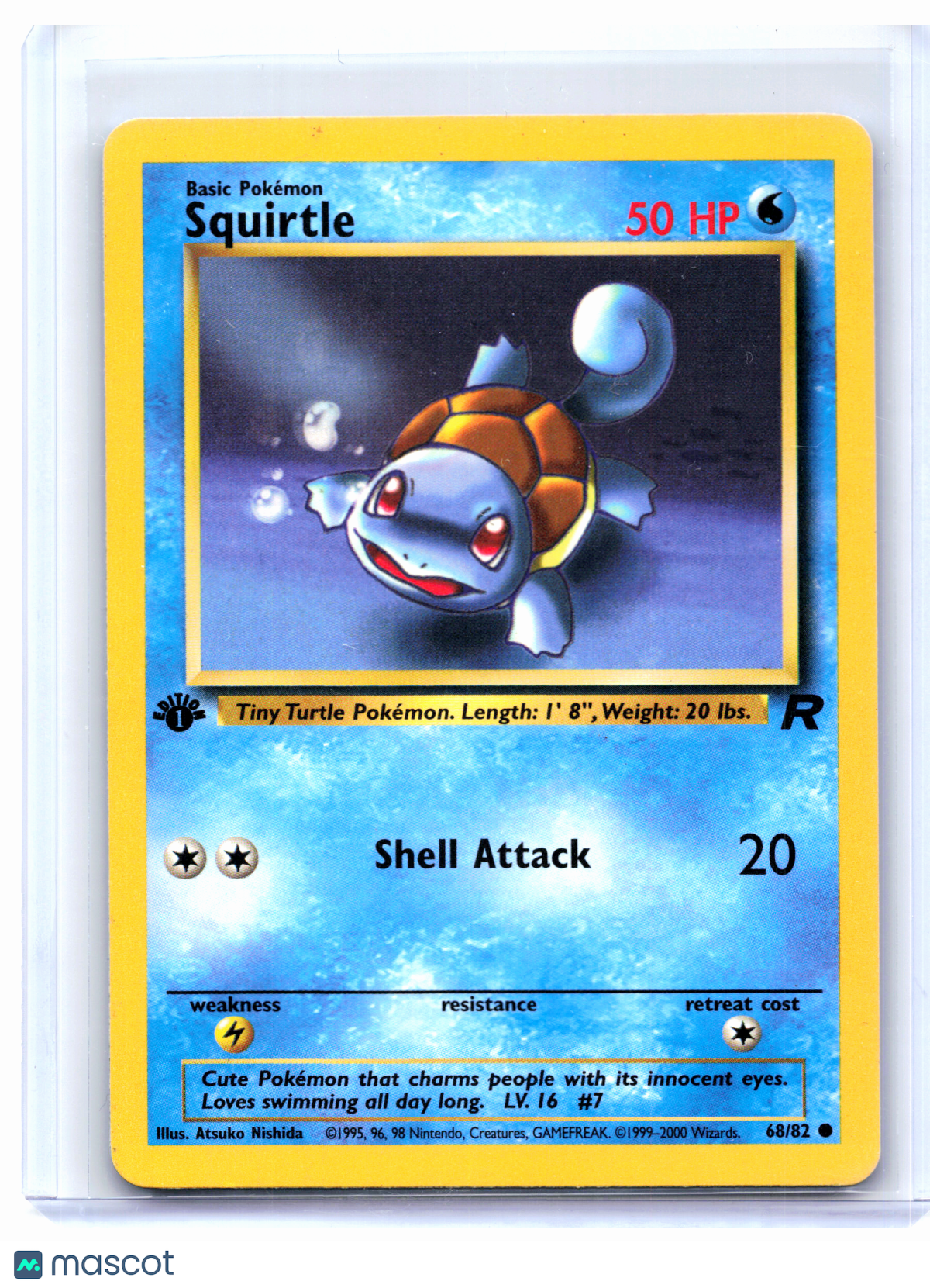 2000 Pokemon—Squirtle #68/82 Team Rocket—Common Nonholo (1st Edition) [MP]