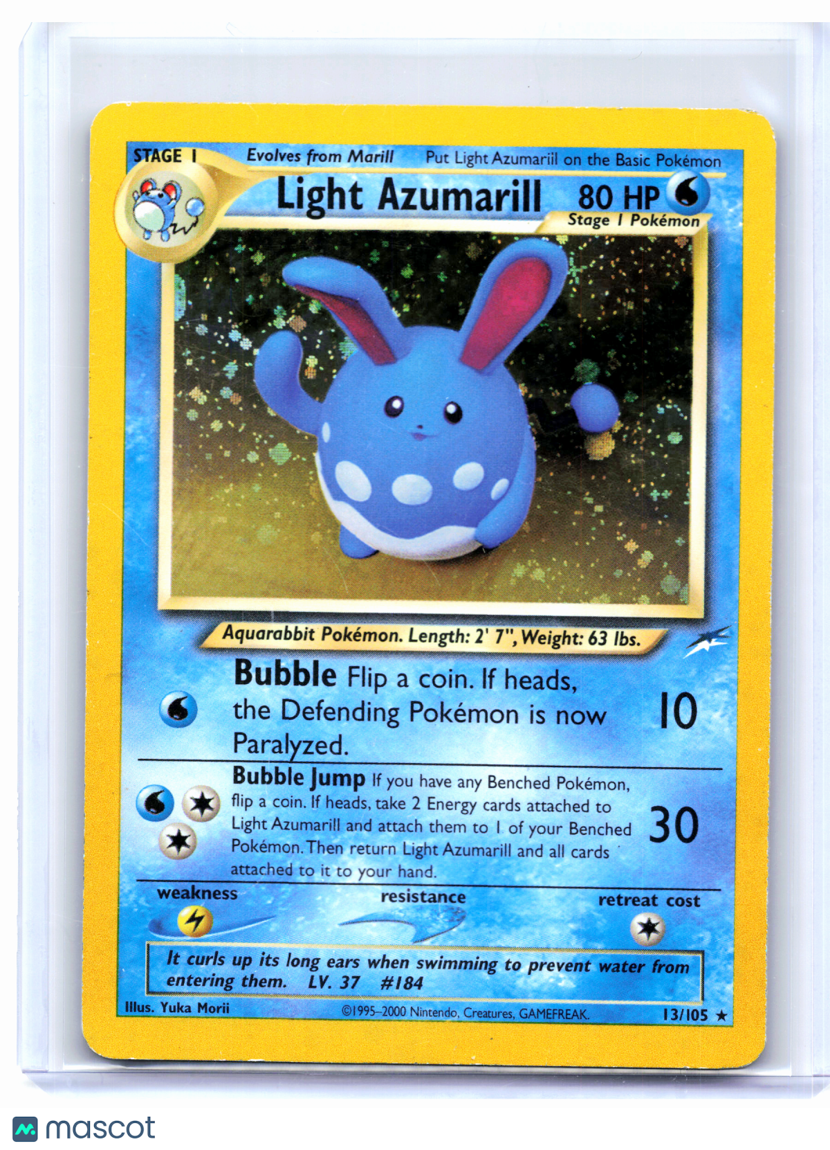 2002 Pokemon—Light Azumarill #13/105 Neo Destiny—Holo Rare [Damaged]