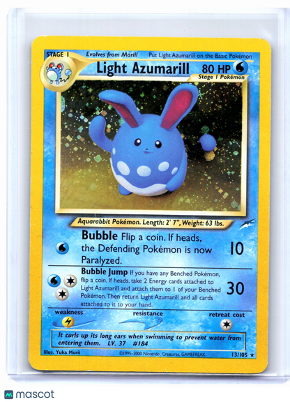 2002 Pokemon—Light Azumarill #13/105 Neo Destiny—Holo Rare [Damaged]