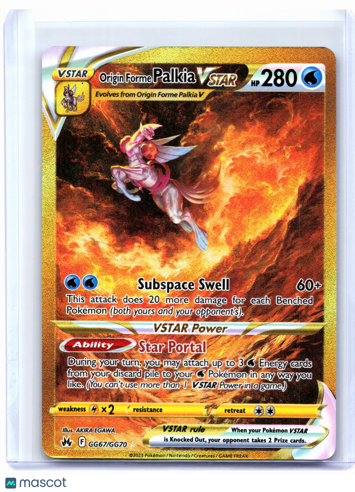 2023 Pokemon—Origin Forme Palkia VSTAR (Secret) #GG67/GG70 CRZ: GG—SR Holo [LP]