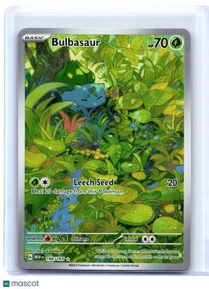 2023 Pokemon—Bulbasaur #166/165 Scarlet & Violet 151—Illustration Rare Holo [HP]