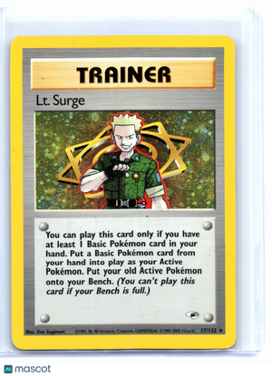 2000 Pokemon—Lt. Surge #17/132 Gym Heroes—Holo Rare [Damaged]