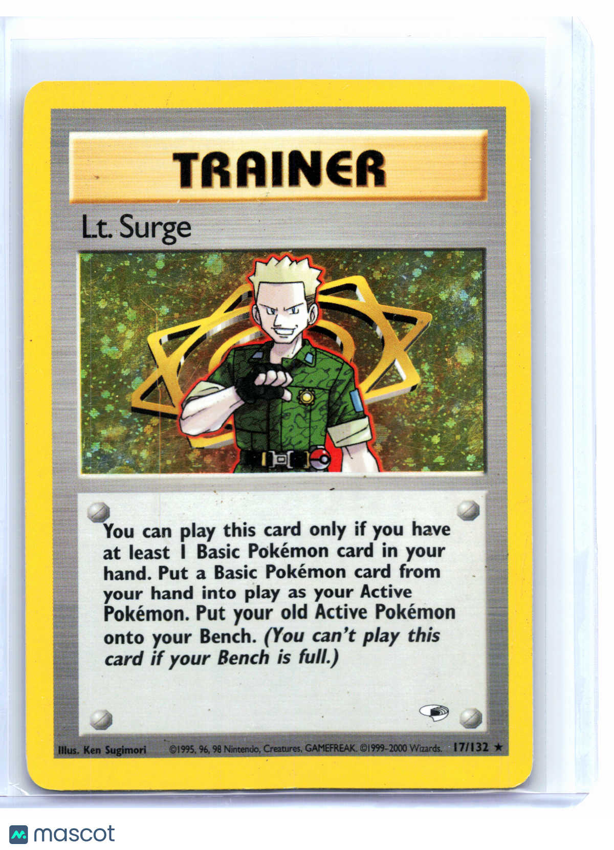 2000 Pokemon—Lt. Surge #17/132 Gym Heroes—Holo Rare [Damaged]