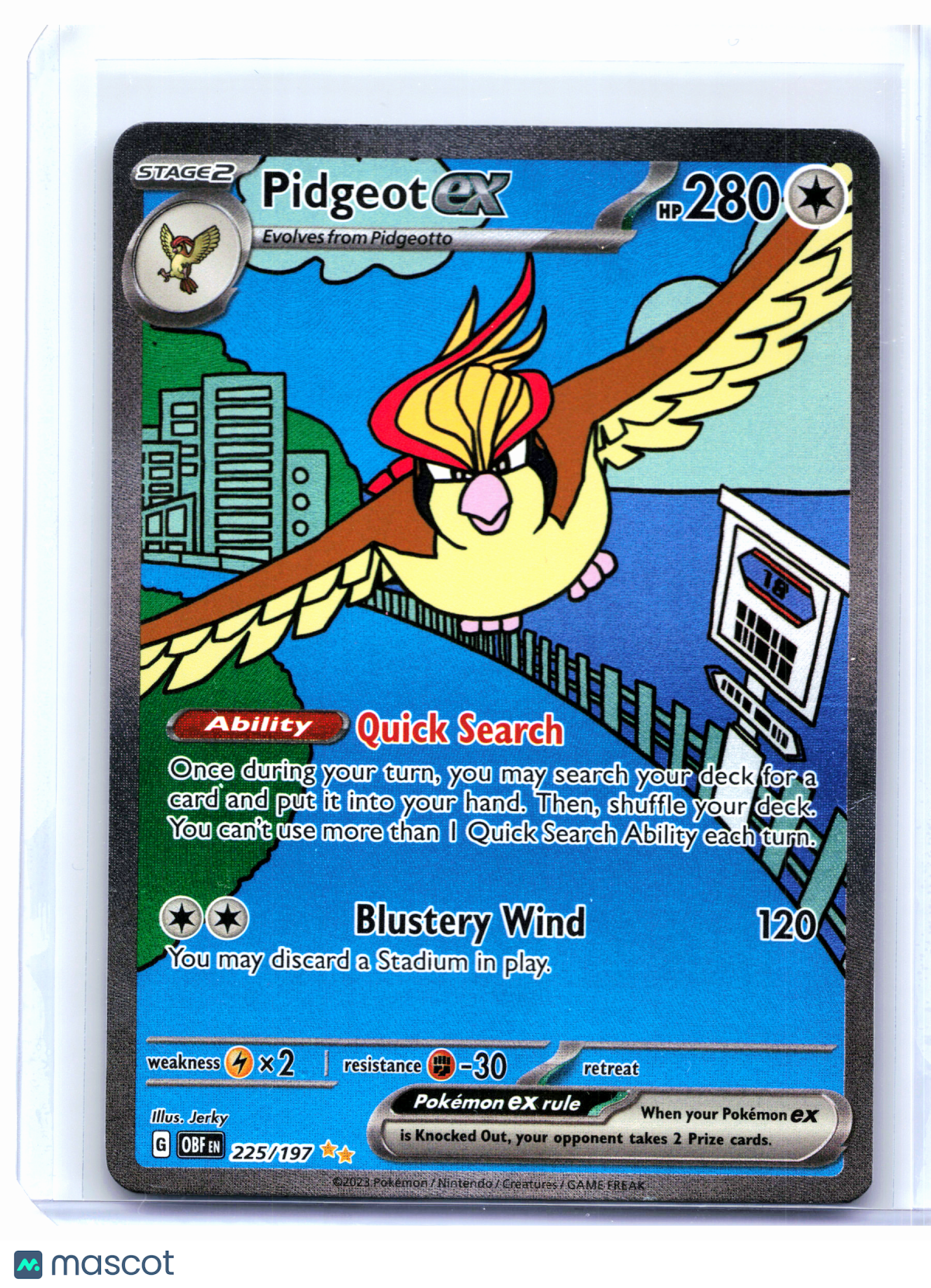 2023 Pokemon—Pidgeot ex #225/197 Obsidian Flames—Special Illustration Rare [DMG]