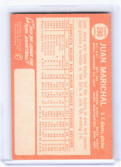 Topps 1964 Topps Baseball—Juan Marichal #280 —Very Good