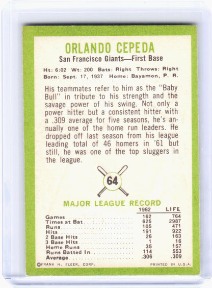 Fleer 1963 Fleer Baseball—Orlando Cepeda #64 —Very Good