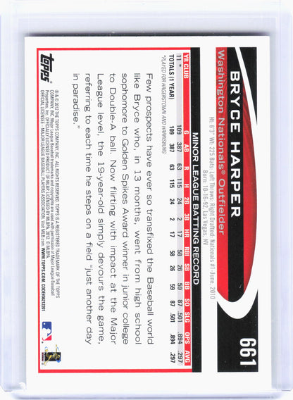 Topps 2012 Topps Baseball—Bryce Harper #661 —Excellent