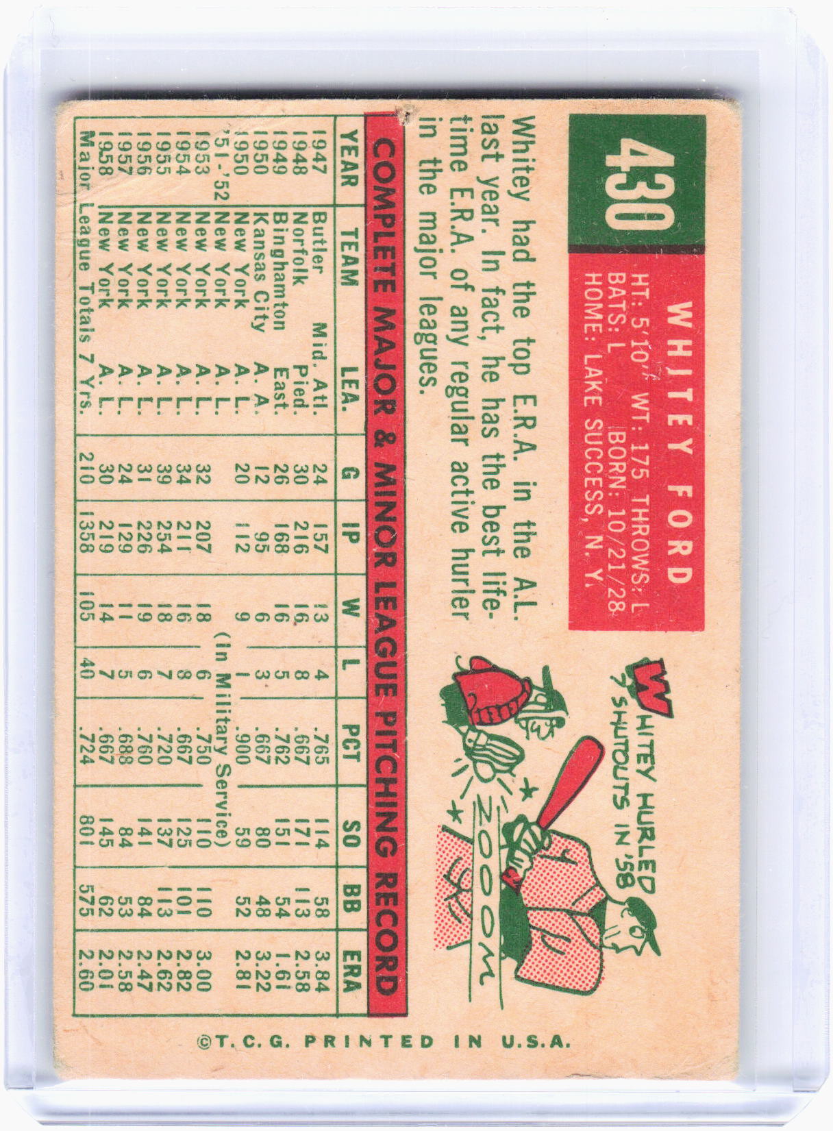 Topps 1959 Topps Baseball—Whitey Ford #430 —Poor