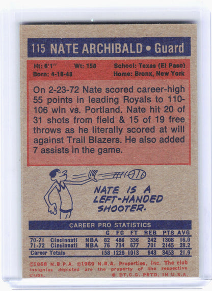 Topps 1969 Topps Basketball—Nate Archibald #115 —Near Mint or Better