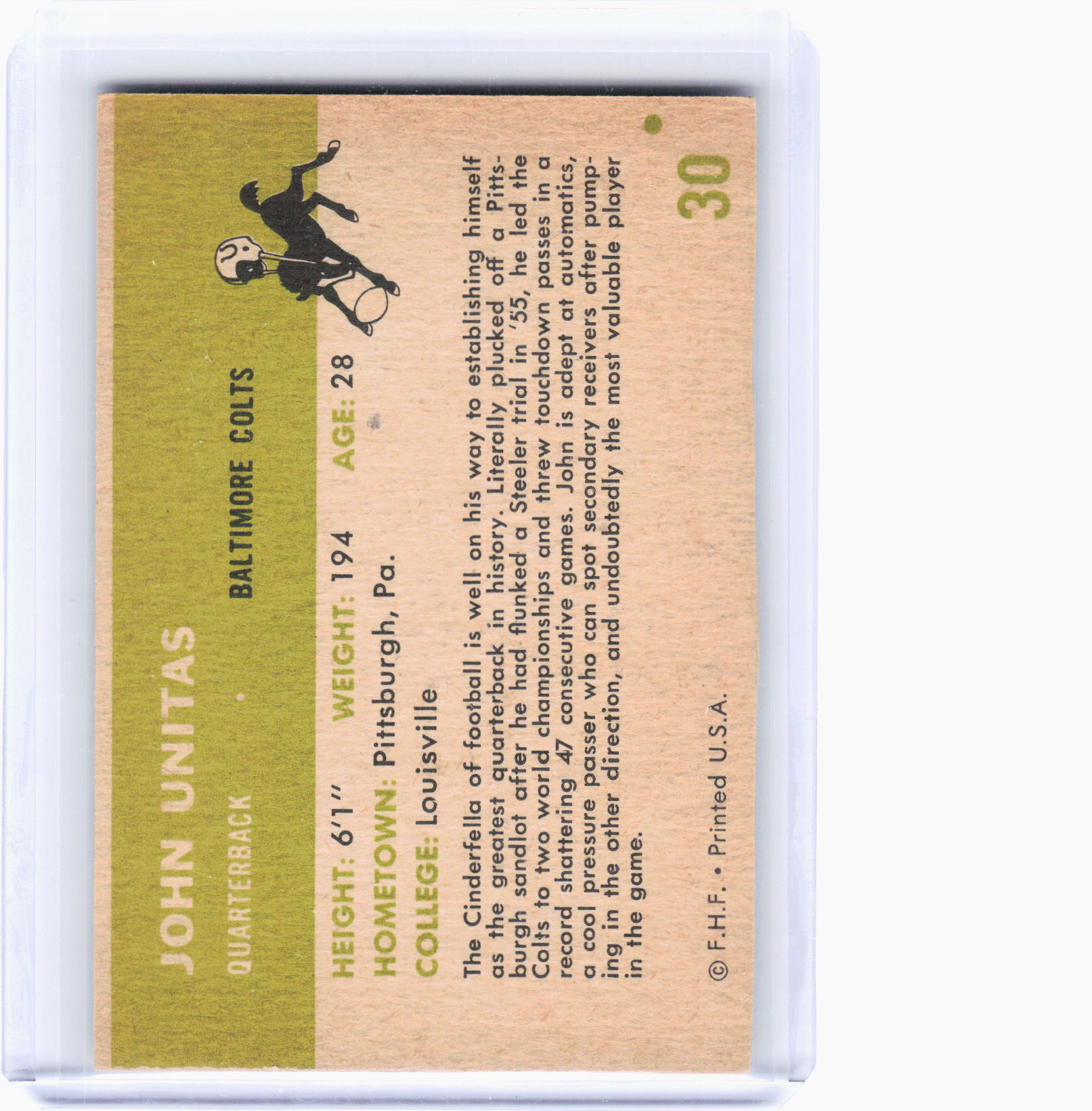 Topps 1961 Topps Football—John Unitas #30 —Very Good