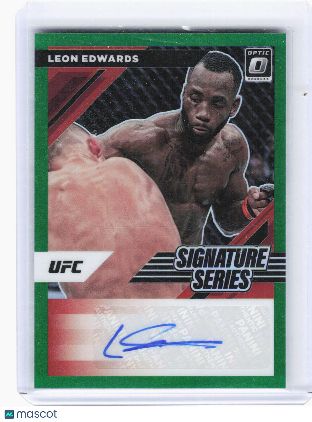 Panini 2022 Donruss Optic Prizm Sig.Series MMA—Leon Edwards #SS-LEW Green 4/5—EX