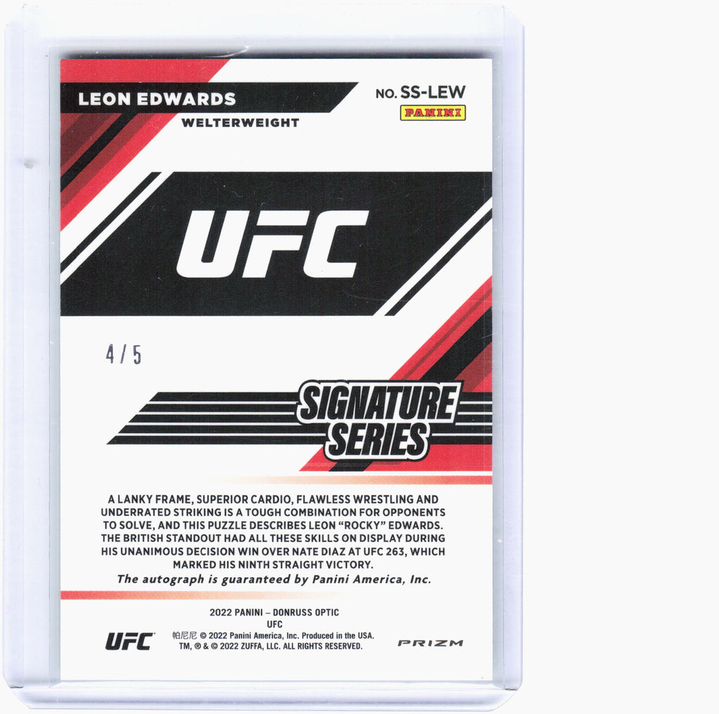 Panini 2022 Donruss Optic Prizm Sig.Series MMA—Leon Edwards #SS-LEW Green 4/5—EX