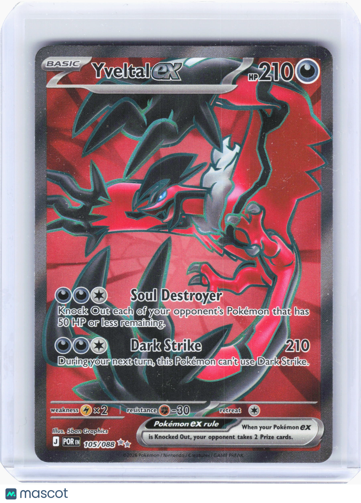 2026 Pokemon—Yveltal ex #105/88 Perfect Order—Ultra Rare Holo