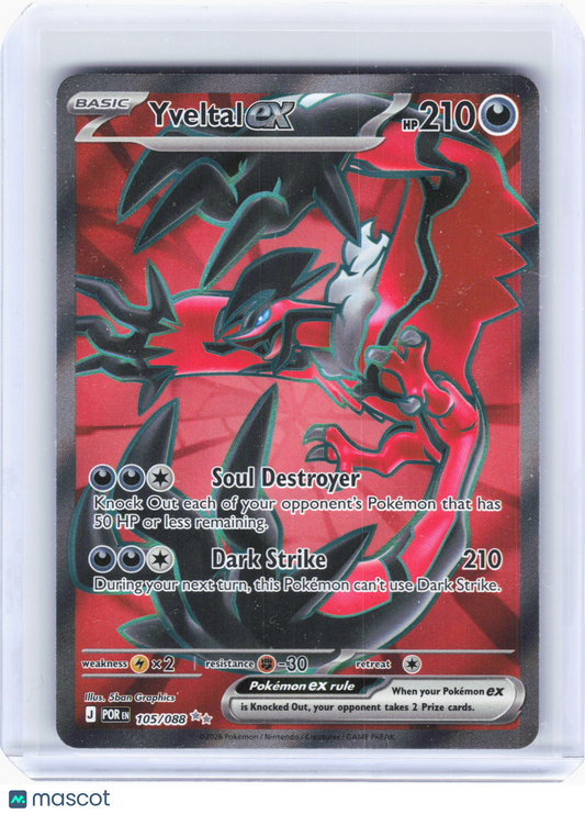 2026 Pokemon—Yveltal ex #105/88 Perfect Order—Ultra Rare Holo